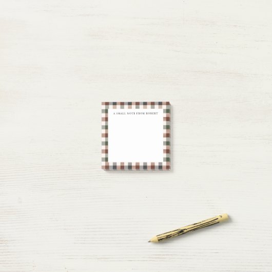 Plaid Rustic Earth Tones Small Sticky Notepad  ポストイット (デスク上)