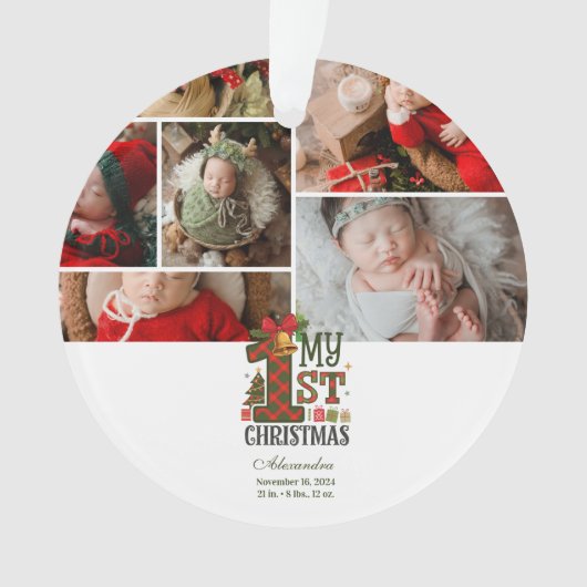  Plaid Rustic  First Christmas オーナメント (正面)