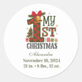  Plaid Rustic  First Christmas ラウンドシール (正面)