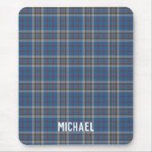 Plaid Rustic Thompson Blue Grey Check Tartan マウスパッド (正面)