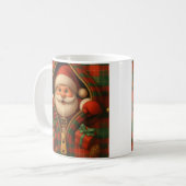 Plaid Santa Claus Christmas Design  コーヒーマグカップ (正面左)