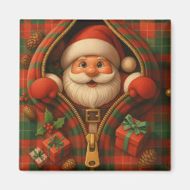 Plaid Santa Claus Christmas Design  マグネット