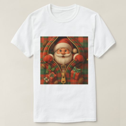 Plaid Santa Claus Christmas Design  Tシャツ (デザイン正面)