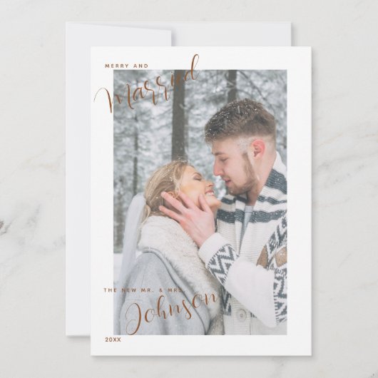 Plaid & Script メリー結婚した Photo Christmas Card シーズンカード (正面)