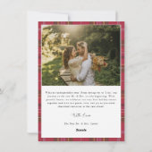 Plaid Script モダン First Christmas結婚した Photo シーズンカード (裏面)