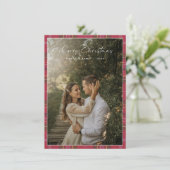 Plaid Script モダン First Christmas結婚した Photo シーズンカード (スタンド正面)