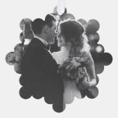 Plaid & Script 結婚した Big Photoメリー Christmas オーナメントカード (正面)