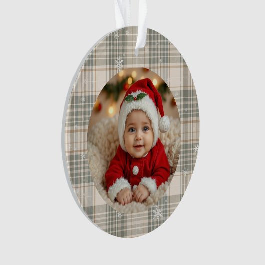 Plaid Snowflake Family Keepsake オーナメント (正面)