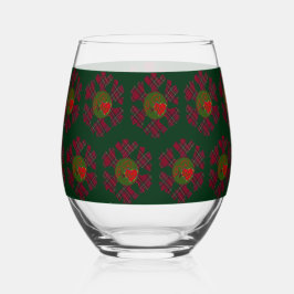 Plaid Snowflake Glassware ステムなしワイングラス