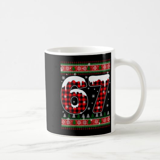 Plaid Snowflake Six Seven Christmas 67 Meme コーヒーマグカップ (右)