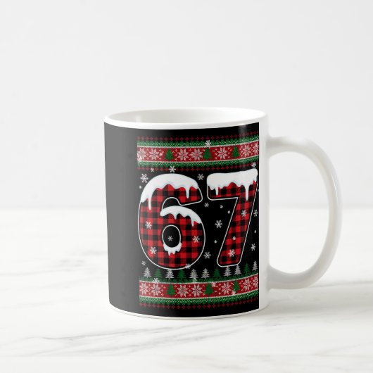 Plaid Snowflake Six Seven Christmas 67 Meme  コーヒーマグカップ (右)