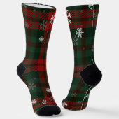 Plaid Snowflakes Rustic Winter Christmas Tartan ソックス (傾斜あり)