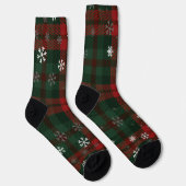 Plaid Snowflakes Rustic Winter Christmas Tartan ソックス (右)