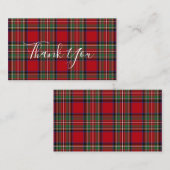Plaid Stewart Tartan Client Thank You ノートカード (正面/裏面)