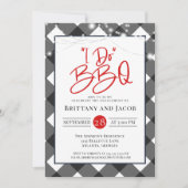 Plaid String Lights I do BBQ婚約 招待状 (正面)