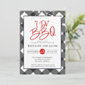 Plaid String Lights I do BBQ婚約 招待状 (スタンド正面)