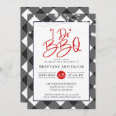 Plaid String Lights I do BBQ婚約 招待状 (正面/裏面)