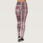Plaid tartan burgundy red peach pink check stripes レギンス (裏面)
