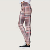 Plaid tartan burgundy red peach pink check stripes レギンス (左)