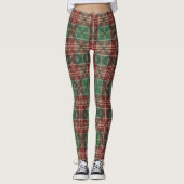 Plaid Tartan Christmas Red Green Traditional レギンス (正面)