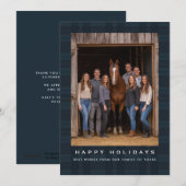 Plaid Tartan Equestrian Barn Ranch Christmas シーズンカード (正面/裏面)