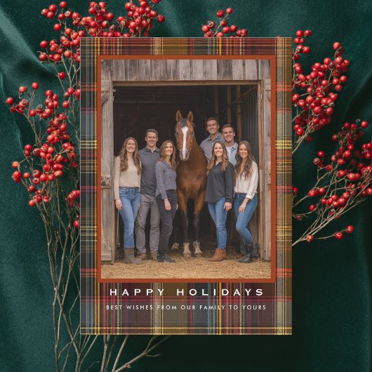 Plaid Tartan Equestrian Barn Ranch Christmas シーズンカード