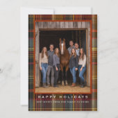 Plaid Tartan Equestrian Barn Ranch Christmas シーズンカード (正面)