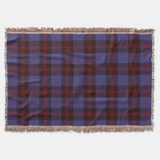  plaid tartan navy blue red  スローブランケット (正面)