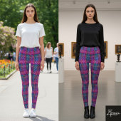 Plaid Tartan Pink Purple Teal Neon レギンス