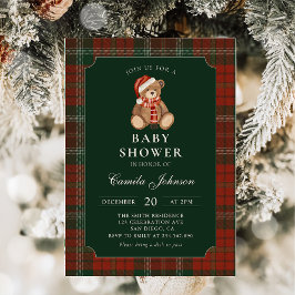 Plaid Teddy Bear Baby Shower Invitation 招待状