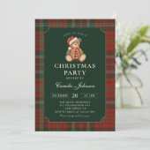 Plaid Teddy Bear Christmas Party Invitation 招待状 (スタンド正面)