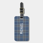 Plaid Thompson Clan Blue Grey Check Custom Tartan ラゲッジタグ (正面縦)
