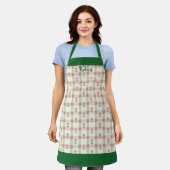 Plaid Tulip Women's Apron with Custom Name エプロン (着用した状態)
