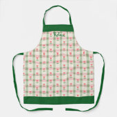 Plaid Tulip Women's Apron with Custom Name エプロン (正面)