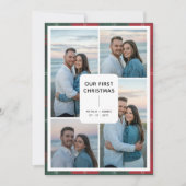 Plaid Typography Our First Christmas Newlywed シーズンカード (正面)
