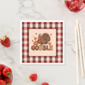 Plaid & Whimsy – Festive Thanksgiving Turkey スタンダードカクテルナプキン (インサイチュ)