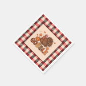 Plaid & Whimsy – Festive Thanksgiving Turkey スタンダードカクテルナプキン (角)