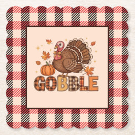 Plaid & Whimsy – Festive Thanksgiving Turkey ペーパーコースター