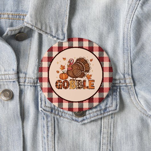 Plaid & Whimsy – Festive Thanksgiving Turkey 缶バッジ (インサイチュ)