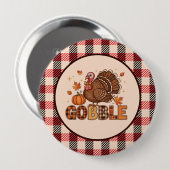 Plaid & Whimsy – Festive Thanksgiving Turkey 缶バッジ (正面&裏面)