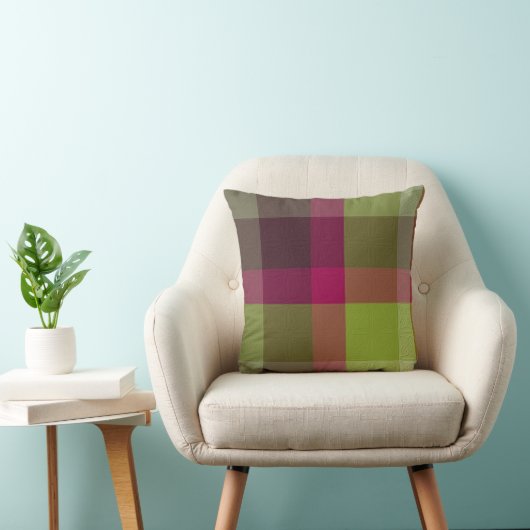 Plaid With Pattern Throw Pillow クッション (椅子)