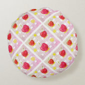 Plaid with Pink Cherries ラウンドクッション (裏面)