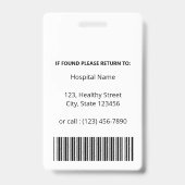 Plain パーソナライズされた White Doctor Photo Identity バッジ (裏面)