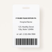 Plain パーソナライズされた White Doctor Photo Identity バッジ (裏面)