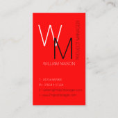 Plain and Simple Red Monogram Business Card 名刺 (正面)