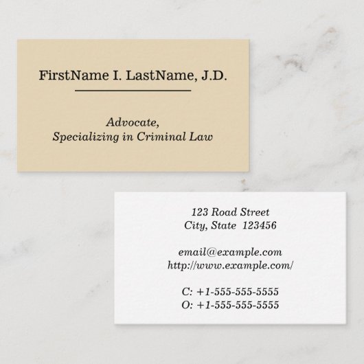 Plain & Basic Advocateの名刺 名刺 (正面/裏面)