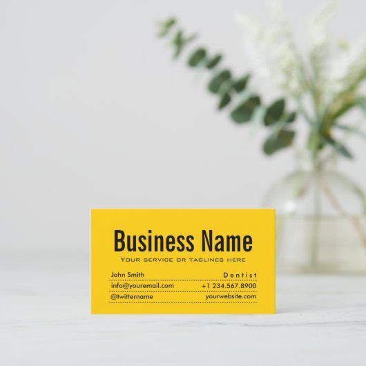 Plain Black & Yellow Terothic Business Card 名刺 (スタンド正面)