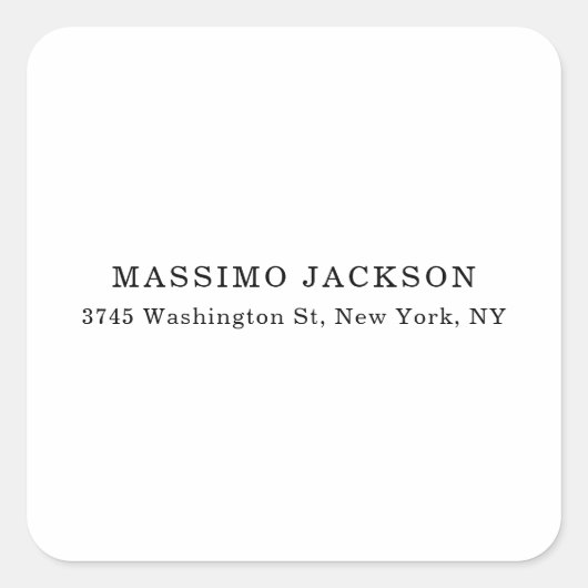 Plain Elegant Classical Black White Minimalist スクエアシール (正面)