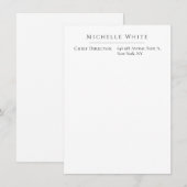  Plain Elegant White Professional Modern ノートカード (正面/裏面)