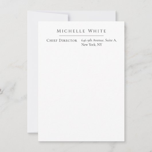  Plain Elegant White Professional Modern ノートカード (正面)